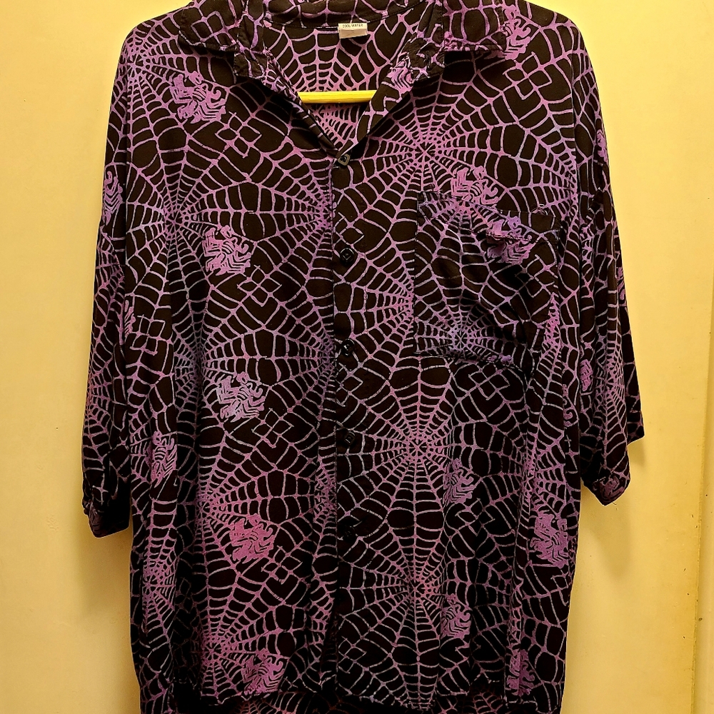 Black and purple button down shirt
